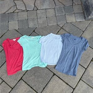 Set of Four Assorted V-Neck T-Shirts- American Eagle, Aerie, and Garage